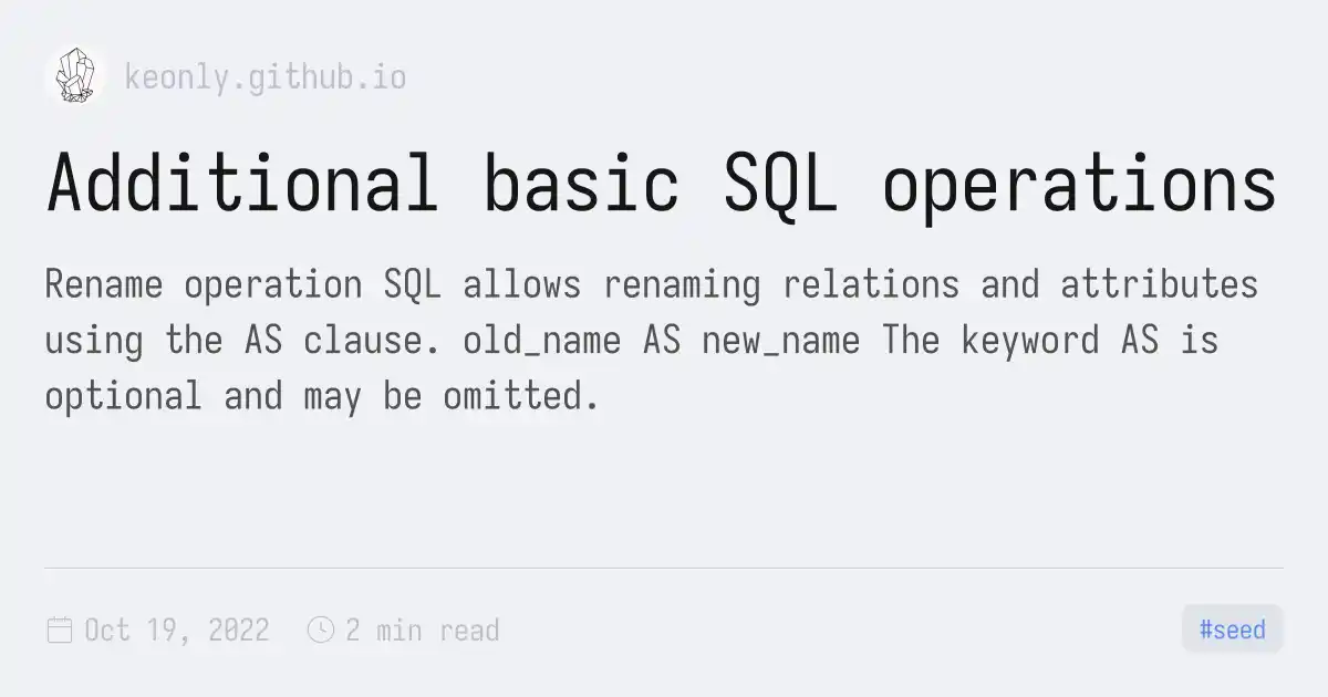 Additional basic SQL operations