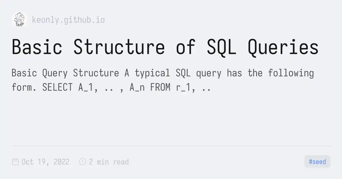 Basic Structure of SQL Queries